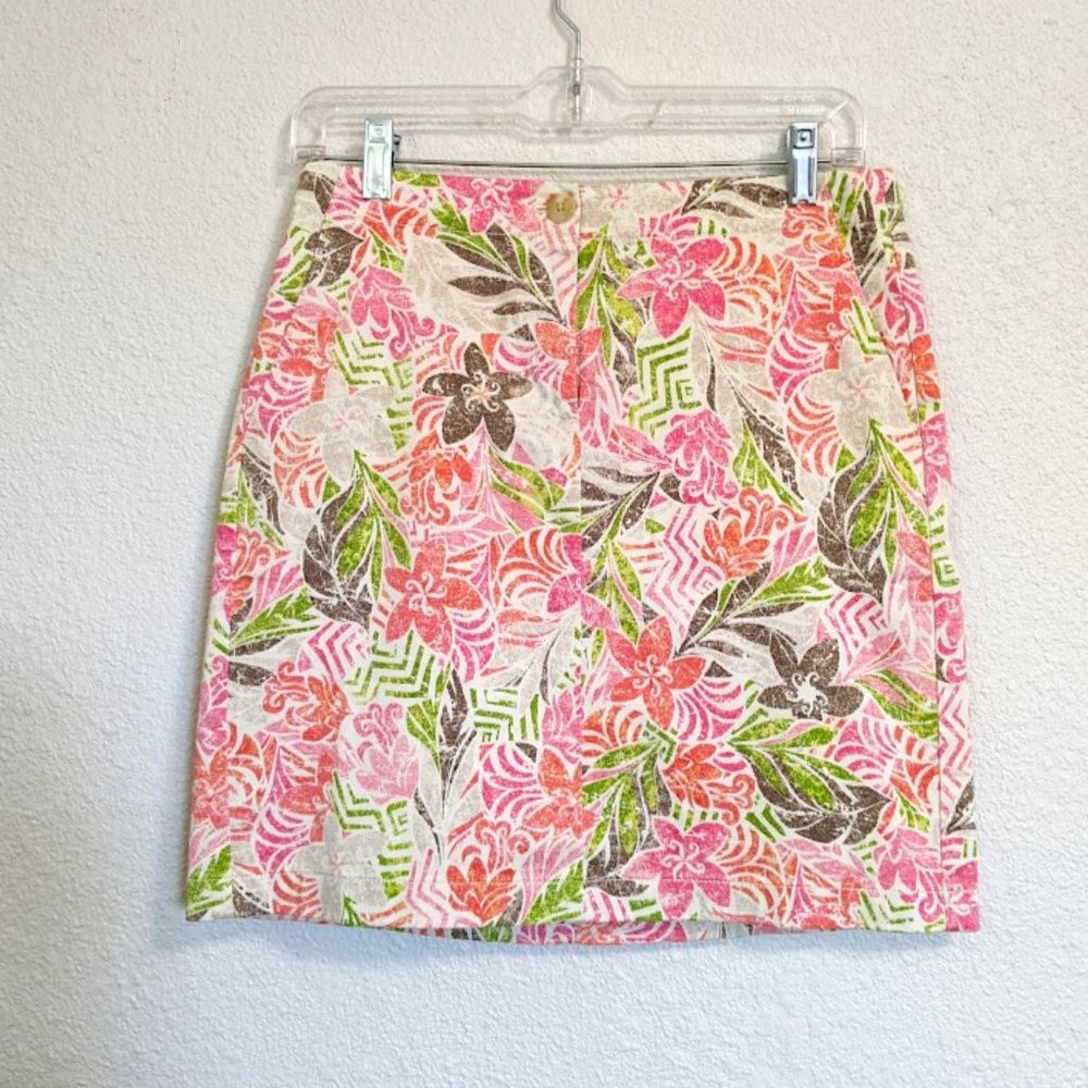 J. Jill  short floral skirt in pink, coral, & green